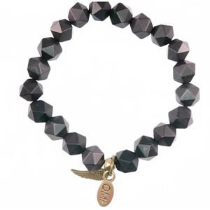 NEW OMI women's she is strength diamond cut bracelet in black